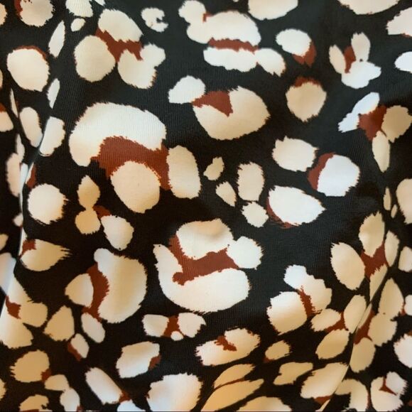 New JESSICA SIMPSON Leopard Animal Print Tassel One Piece Swimsuit Black Tan M - Picture 5 of 8